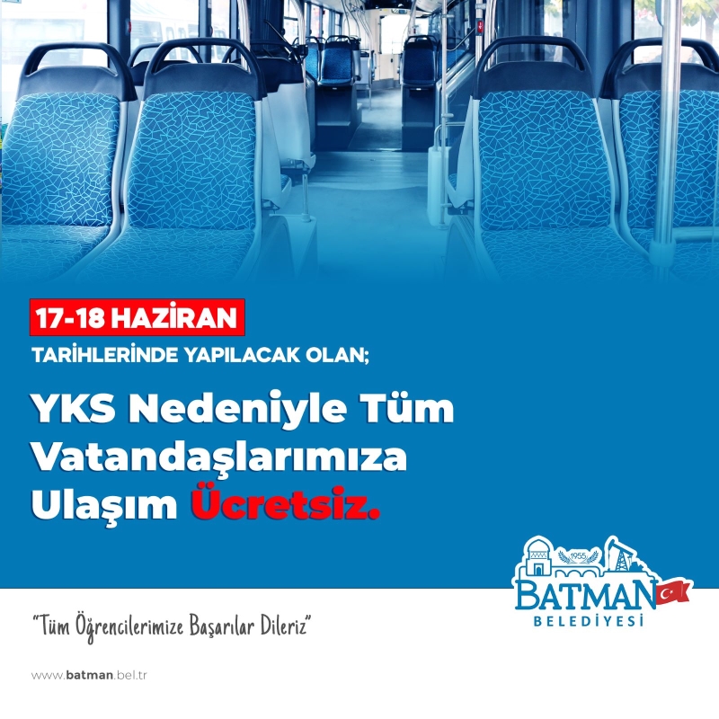 SINAVA GİRECEK ÖĞRENCİLERE TÜM OTOBÜSLER ÜCRETSİZ