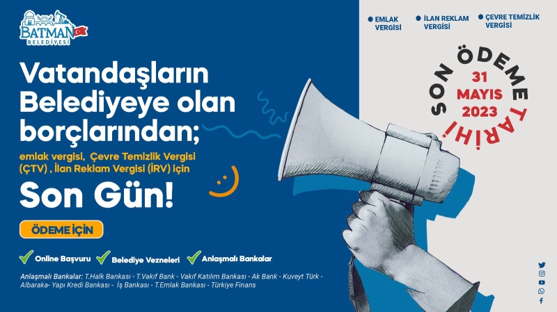 VERGİ ÖDEMELERİNDE SON GÜN 31 MAYIS