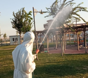 YEŞİL ALANLAR SABAHIN İLK IŞIKLARINA KADAR İLAÇLANIYOR